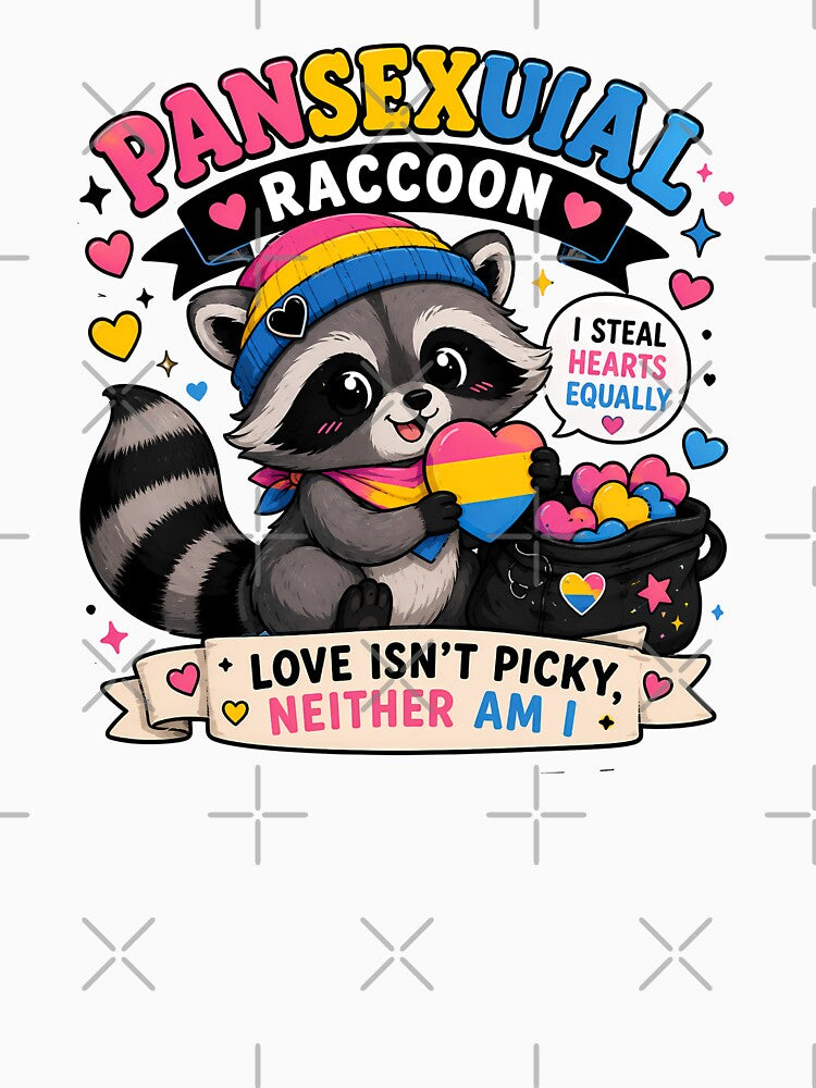Pansexual Raccoon | Pride Creatures Collection | LGBTQ Mascots | Emotional Support Animals | Cute Queer Stickers by VectorJoy