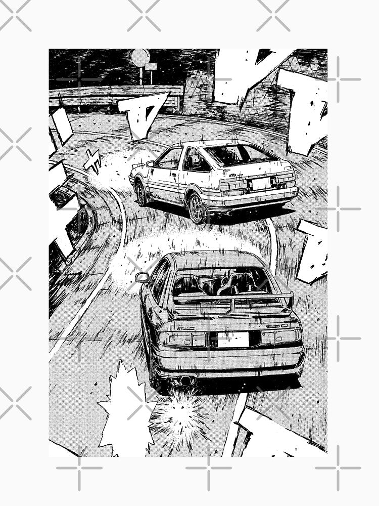 Initial D Manga Panel AE86 VS RX7 by GeeknGo