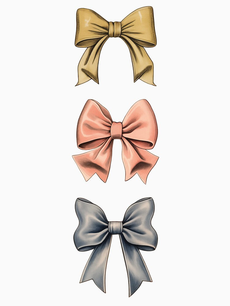 Vintage Bows: Gold, Pink and Blue by thegirlyshoppe