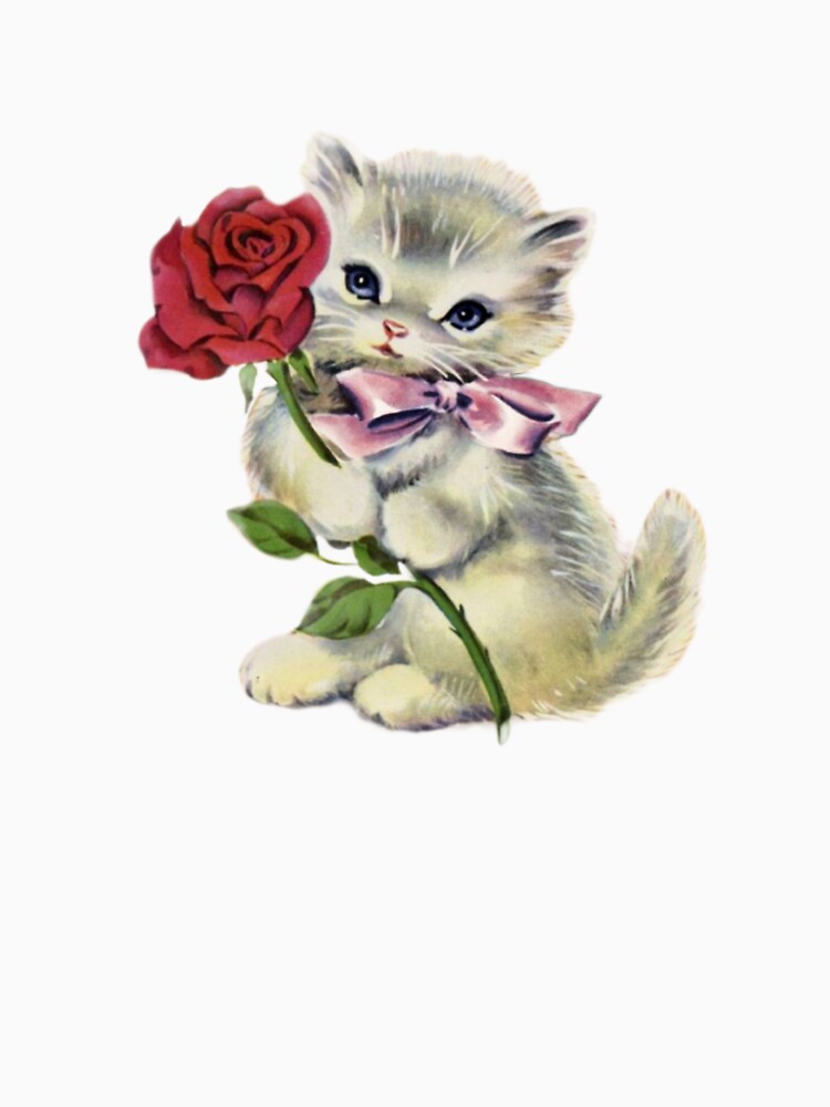 Coquette Vintage Cat with rose by Pixiedrop