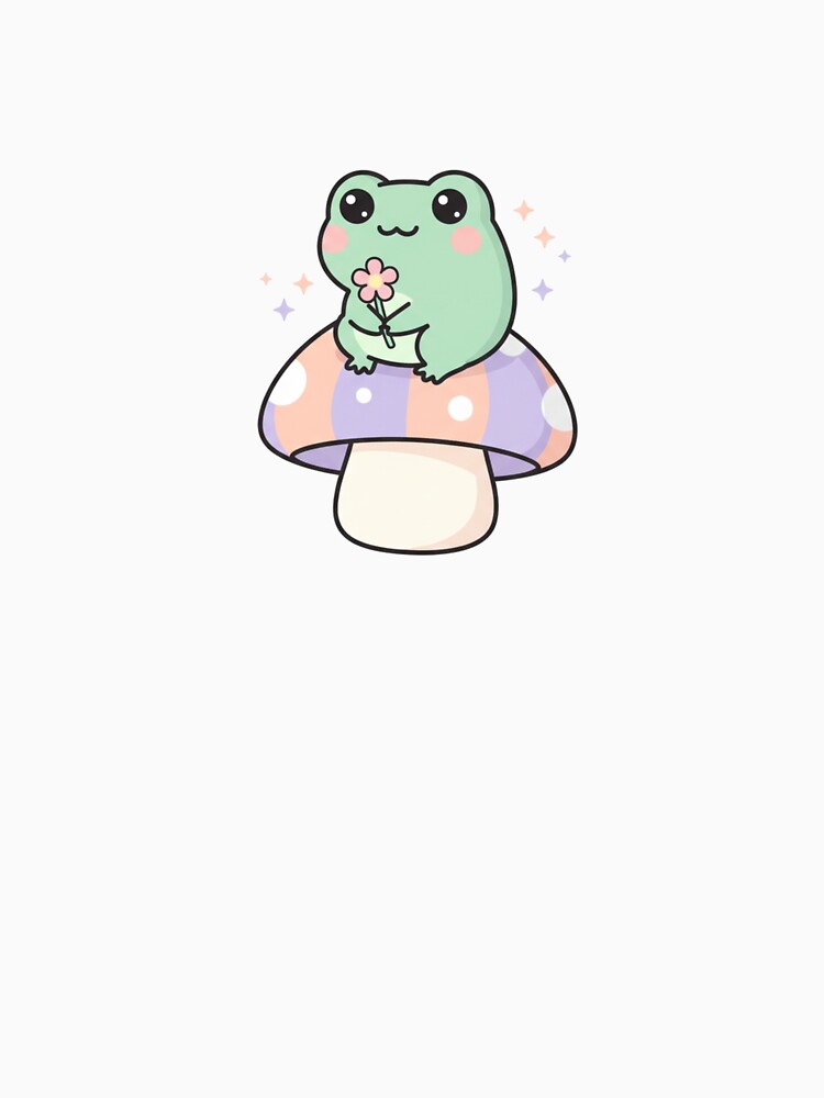 Pastel Kawaii Frog on Mushroom, Cute Frog Sticker by BloodMoonDesigns
