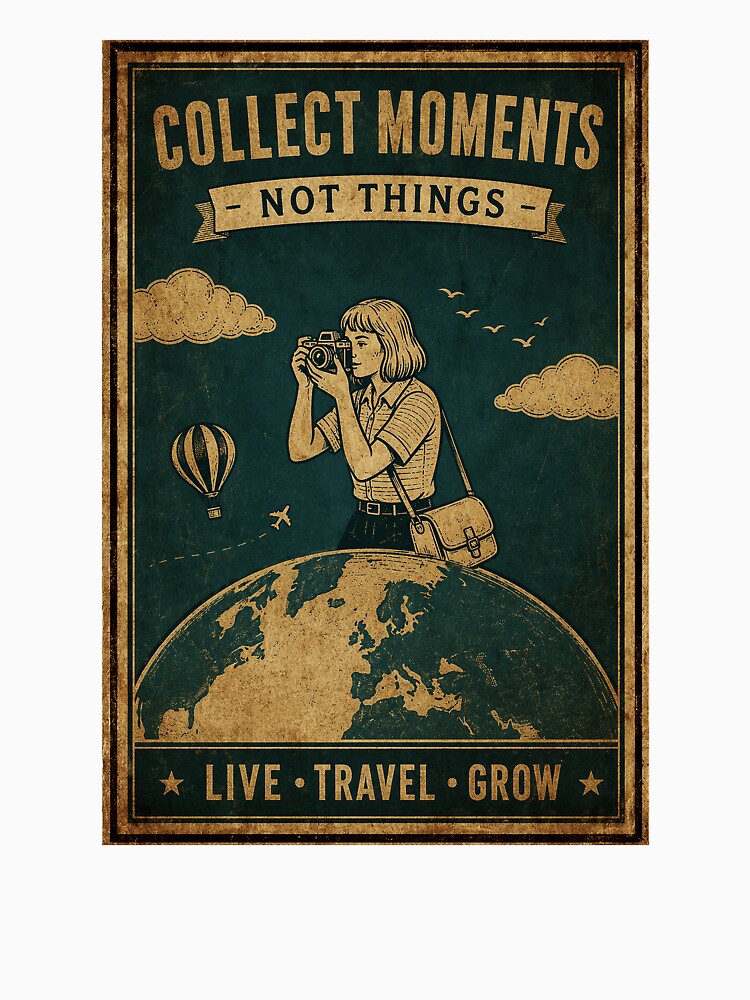 Vintage Travel Photography Collect Moments Not Things Illustration by ferminhays