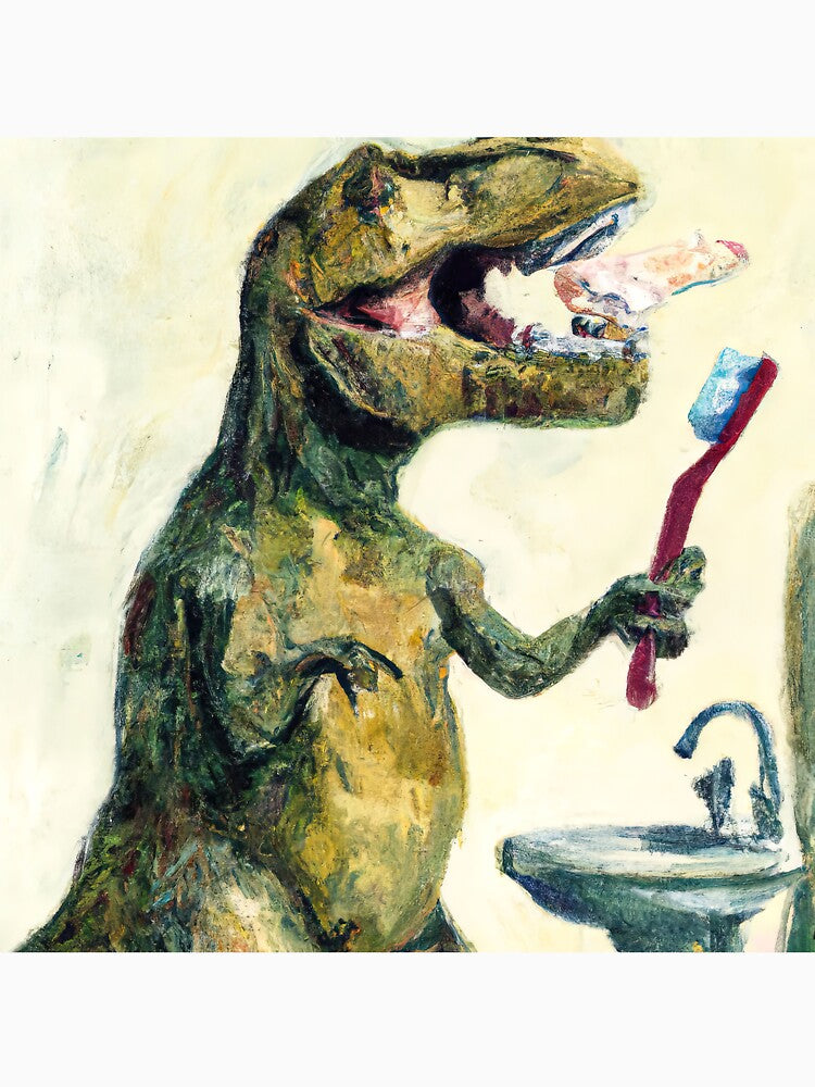 T-Rex Brushing Teeth by shiitakicats