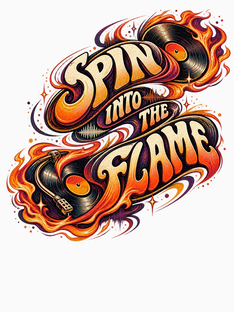 Spin Into the Flame – Groovy Vinyl Fire Design by Golden Era Studio