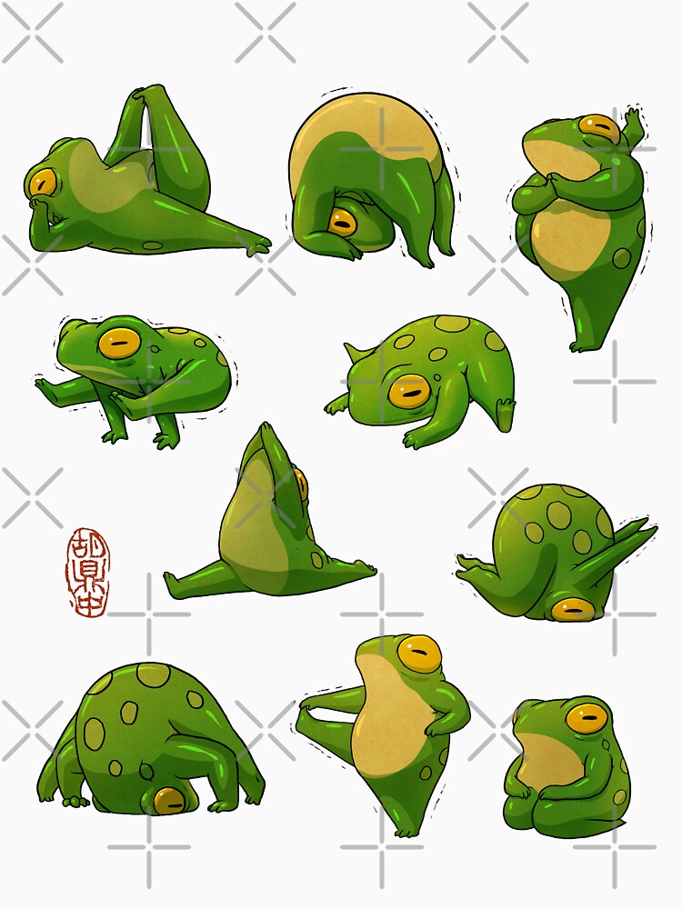 Yoga Frogs 2 Poster No Text by DingHuArt