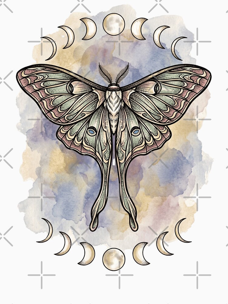 Women's Summer Tshirts Short Sleeve Moth Graphic T shirt | Casual basic tees by Nirozima