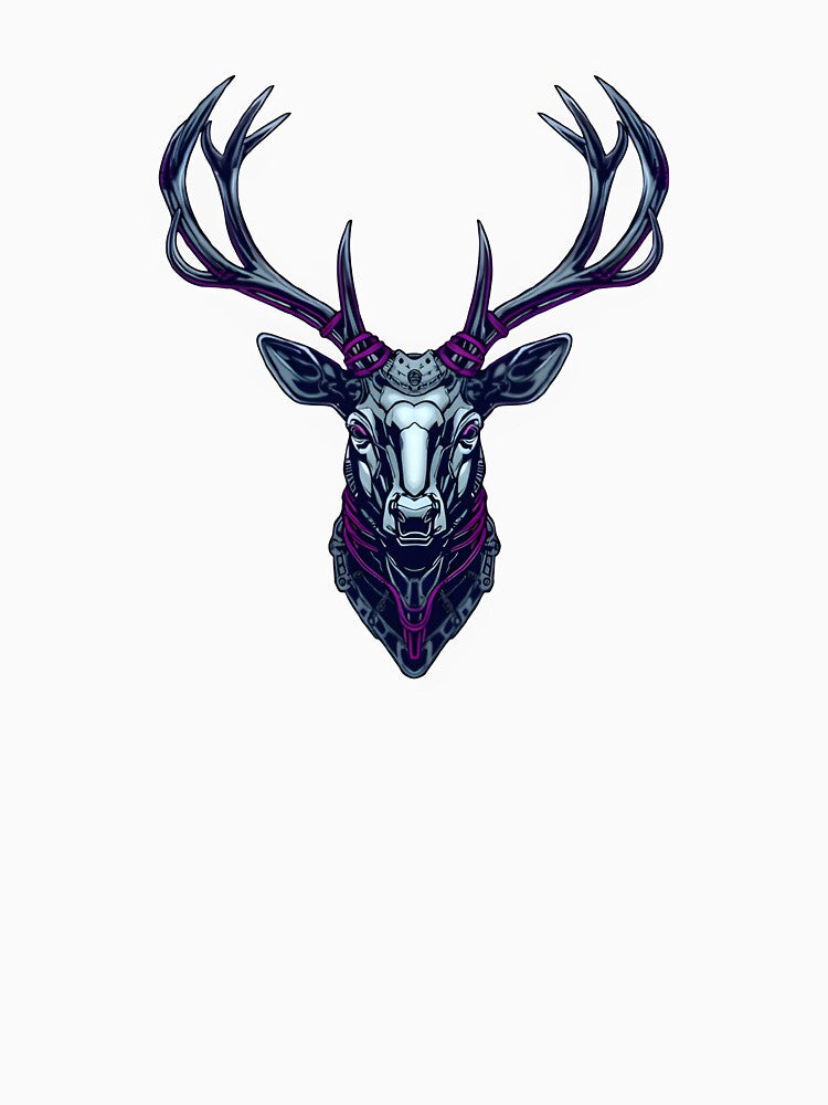 Intricate Cybernetic Stag Head Mechanical Art by 77Clover