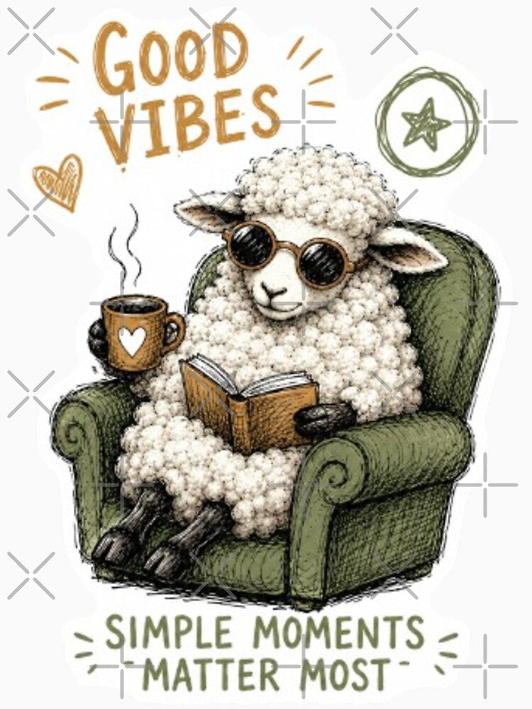 Cozy Sheep Reading Good by Snurly