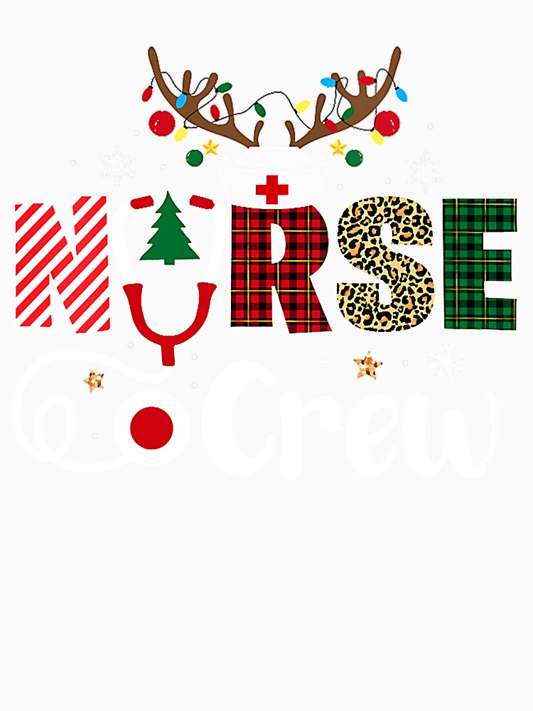 Womens Christmas Nurse Crew Shirt For Women Scrub Tops Christmas V-Neck T-Shirt by BartonRich