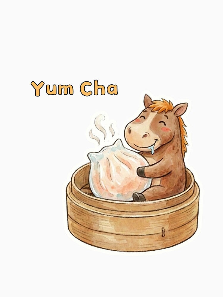 Yum Cha Lover - Cute Horse in Dim Sum Basket by NicoleLeung028