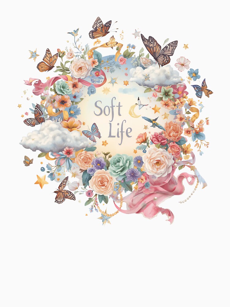 Soft Life | Dreamy Whimsical Botanical & Celestial Illustration by catcurio