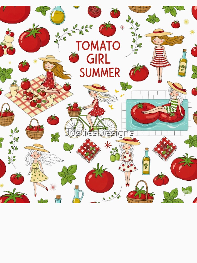 Tomato Girl Summer Aesthetic Pattern by JustiesDesigns