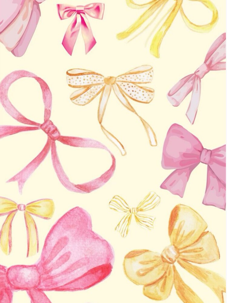 Yellow Pink Bow Coquette Abstract Print Cute Soft by DALdesignstore
