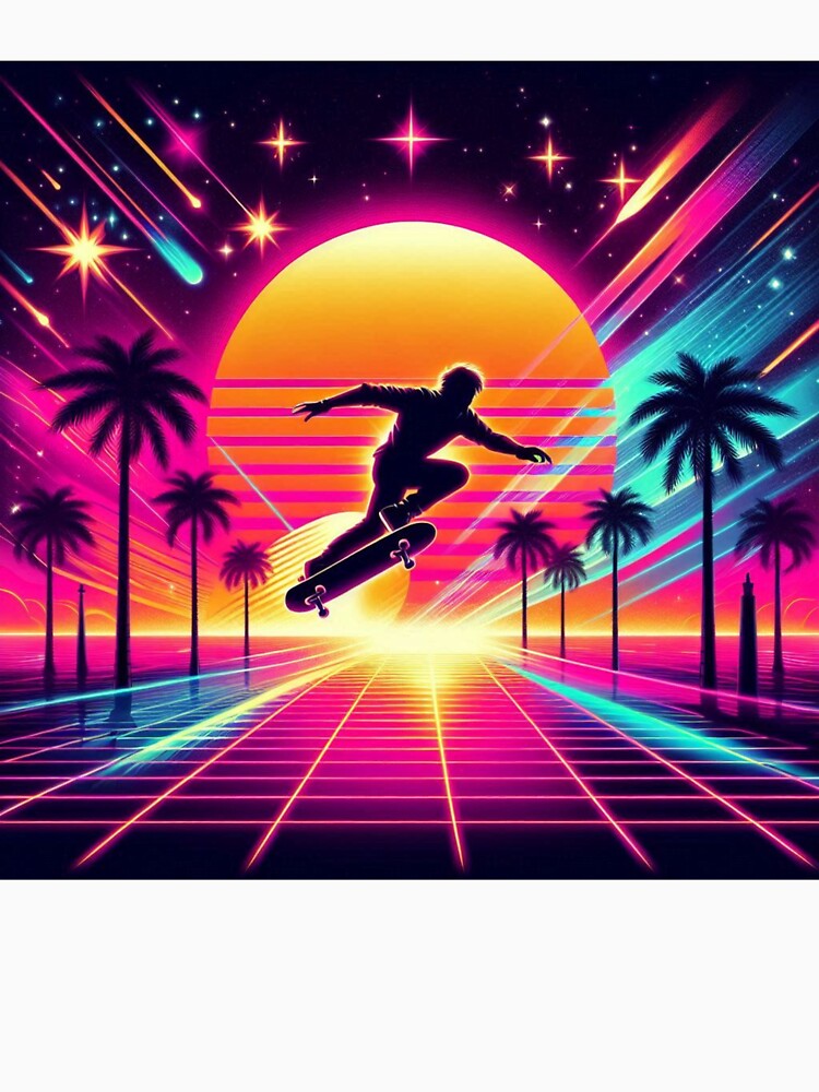 Retro Sunset Skateboarding – Synthwave Vibes by Dogandesighn