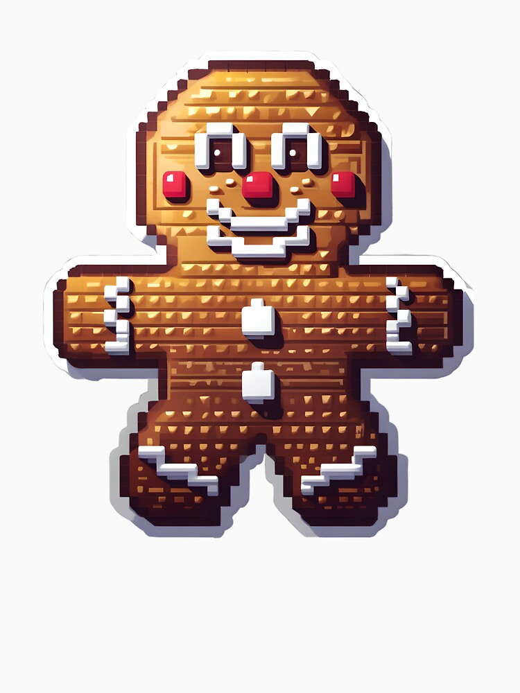 Cute Pixel Gingerbread Man Cookie with Icing Details by BankMano