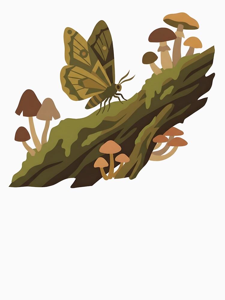 Forestcore Moth & Mushrooms - Earthy Goblincore by BlueCoyoteDigital