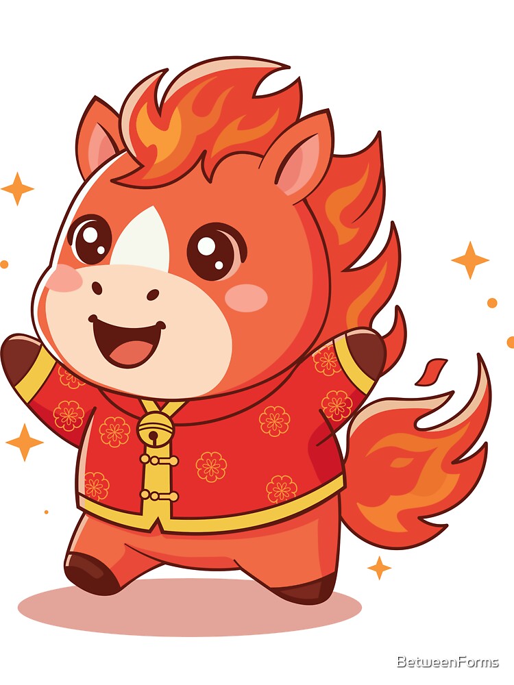 Cute Kawaii Fire Horse Chinese Zodiac Mascot by BetweenForms