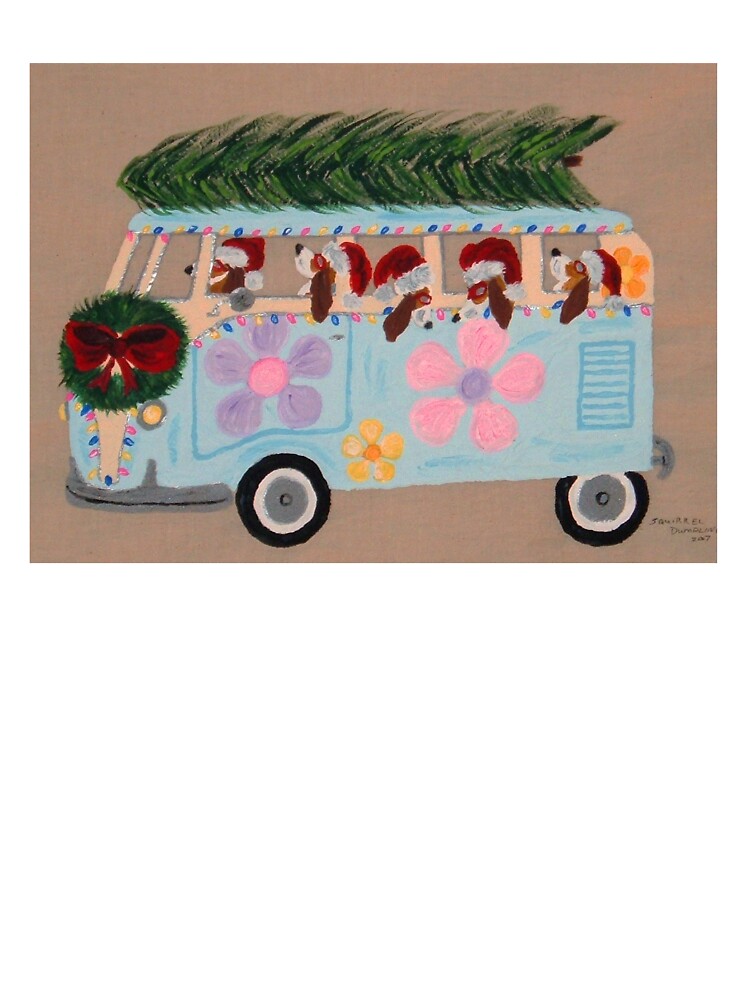 Basset Hounds in Hippie Christmas Van by Squirreldumplings