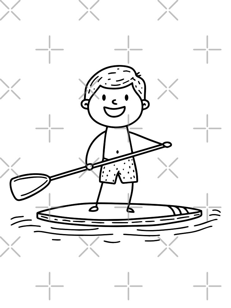 Simple drawing of a man paddleboarder on the water by rasagamastore
