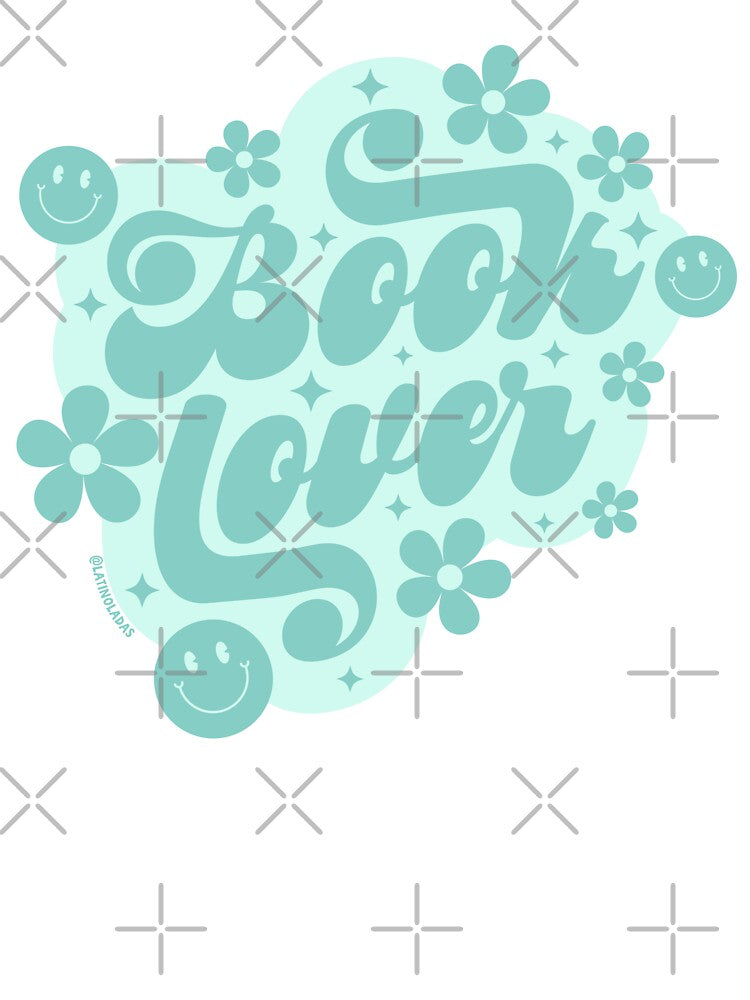 Book Lover / Smiley Faces Groovy Daisies Flowers in Pastel Blue Bookish Quotes Bibliophile Aesthetic Gifts Cute Kindle Grumpy Sunshine Tbr by Latinoladas