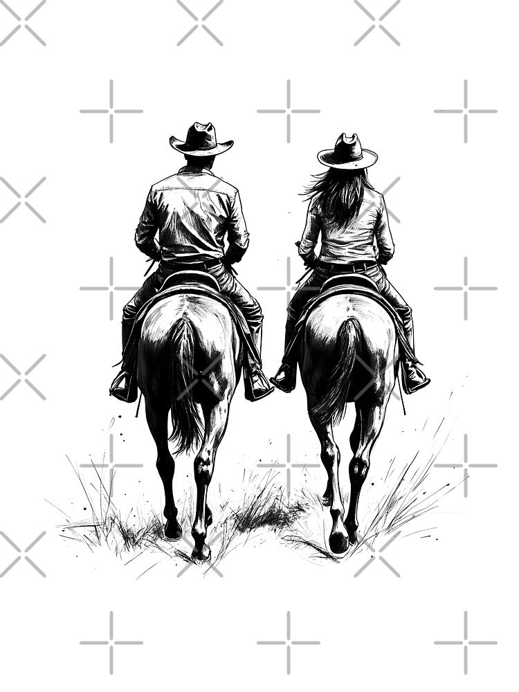 Western Cowboy Couple Romantic Country Lovers in Rustic Western Style by Rosaliartbook