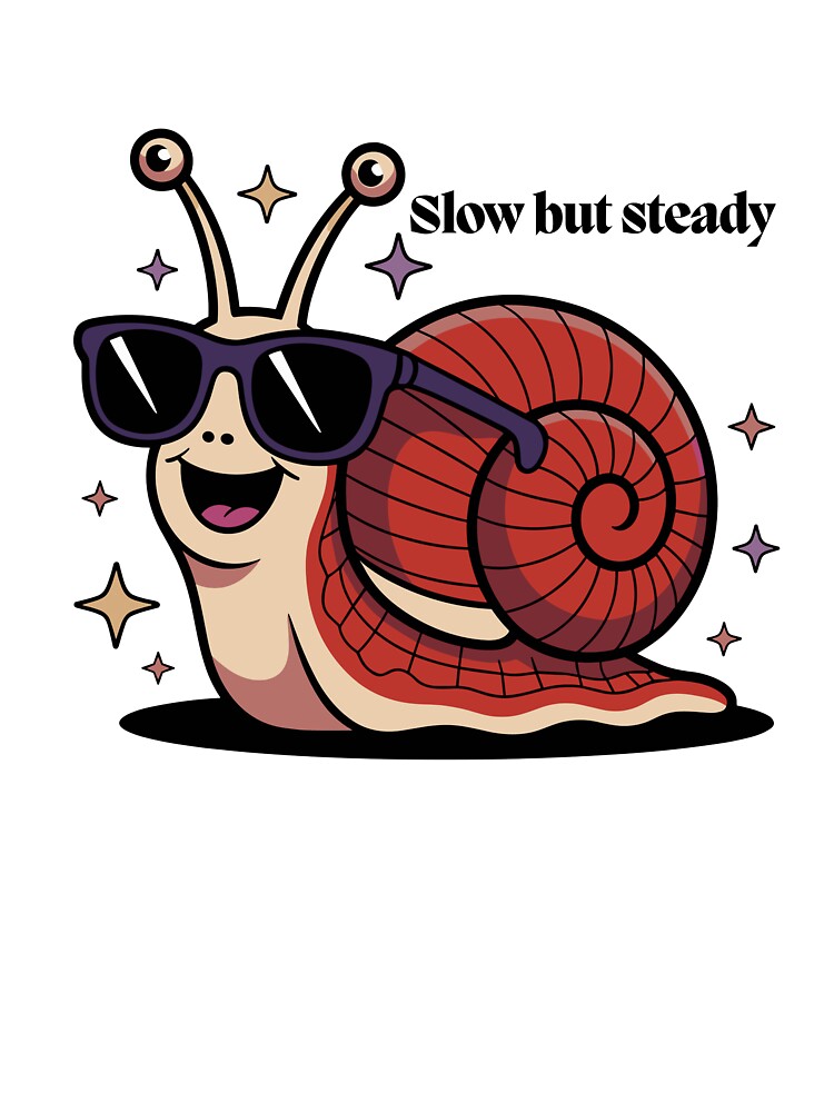 Slow and Steady Snail Aesthetic Sticker | Retro Cool Vibes Art by Pandey14