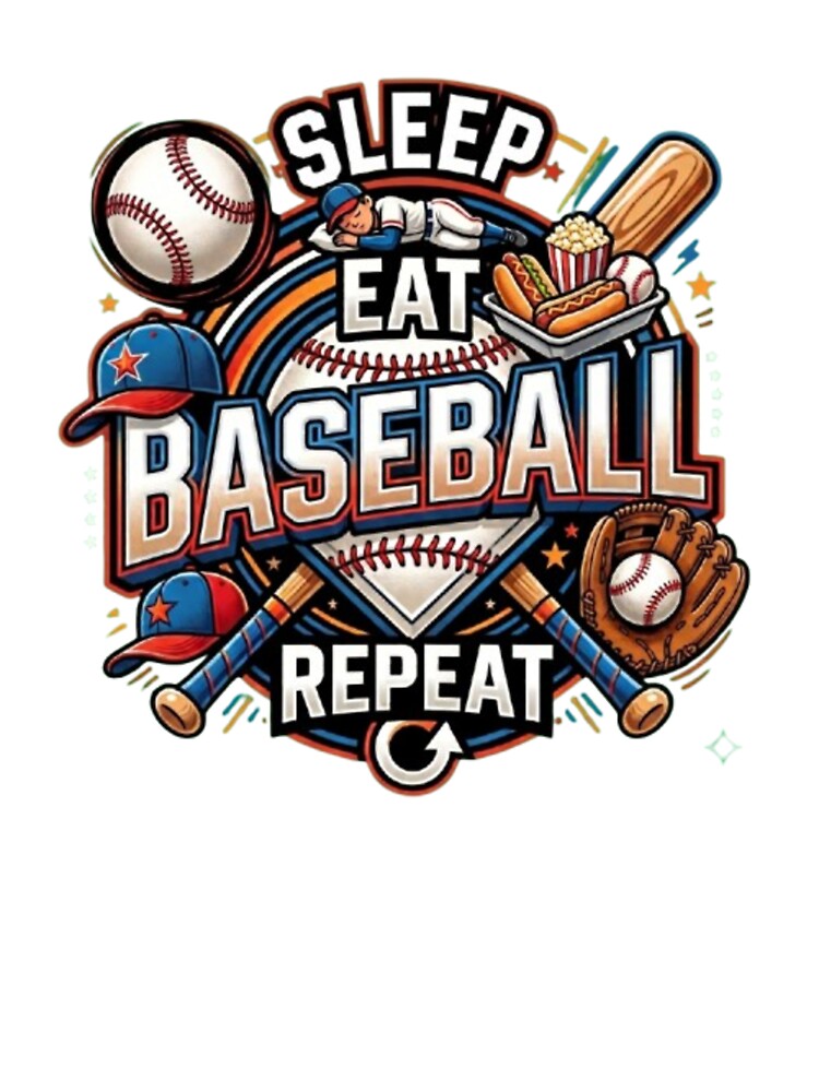 Sleep Eat Baseball Repeat Funny Sports Quote by LabProShop