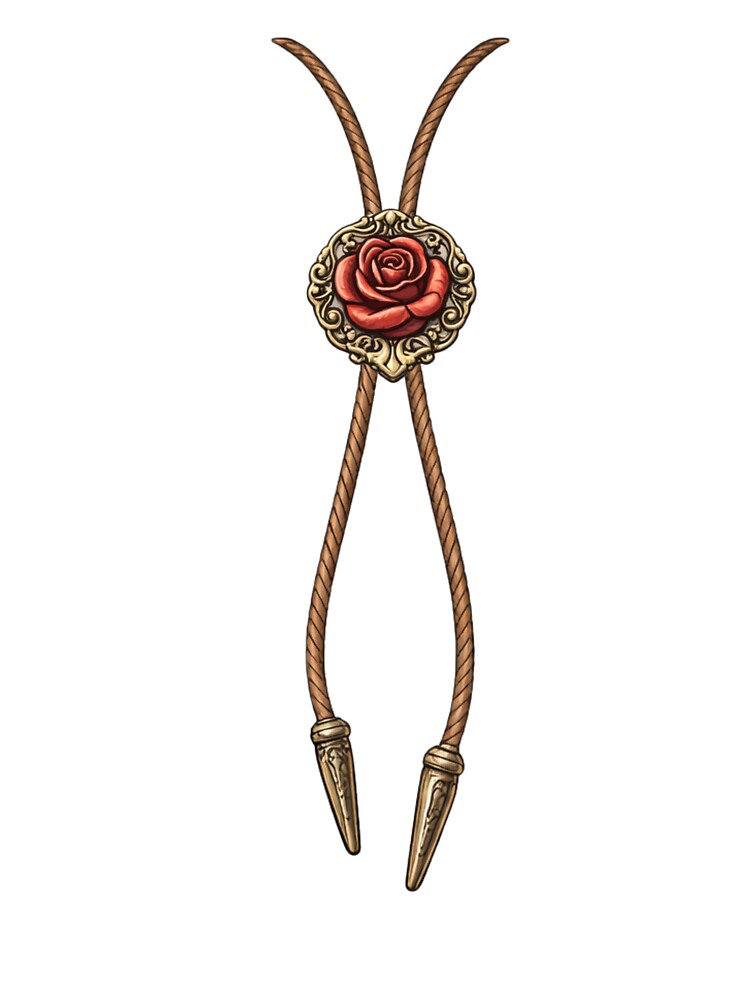 Western Rose Bolo Tie- Cowgirl Necklace Graphic Tee by WesternWaresCo