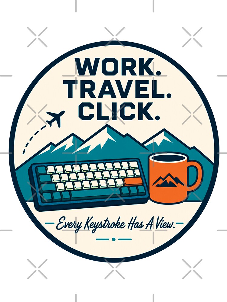 Work Travel Click Shirt, Digital Nomad T-Shirt, Remote Developer Tee, Mechanical Keyboard Travel Shirt, Programmer Gift, Work From Anywhere Graphic Tee by KAYJAY DESIGNS