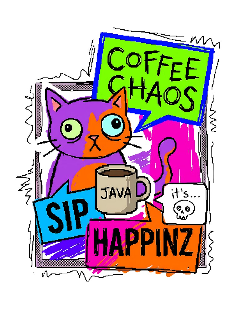 Java Coffee Cat Chaos Gen Z Aesthetic Meme by ART ATTACK ZONE