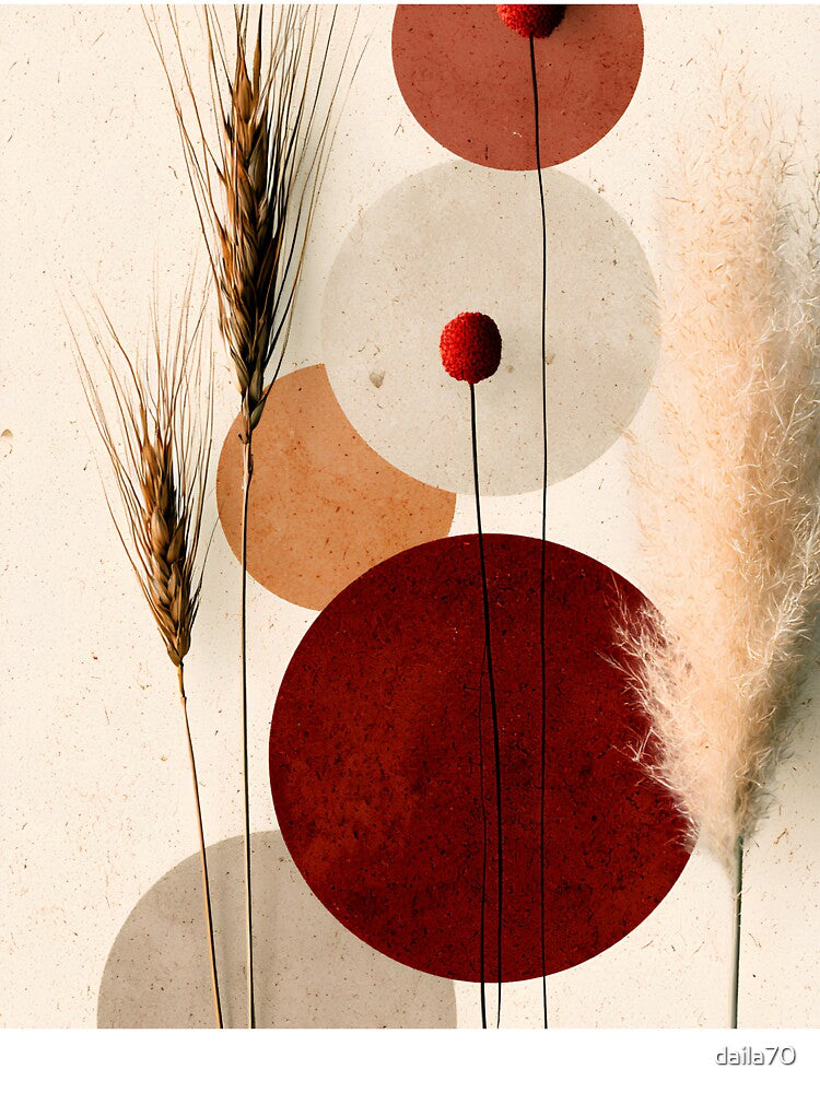 Boho Dried Pampas Grass Terracotta Abstract Art by daila70