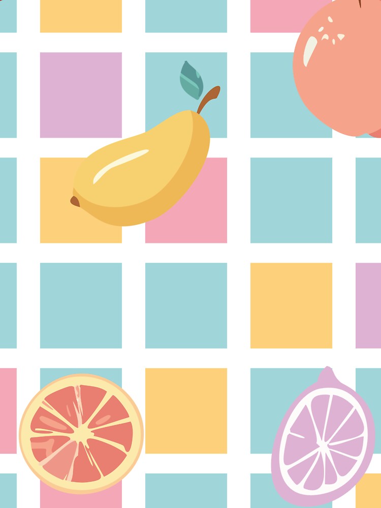 Pastel Fruit Checkerboard Pattern Cute Summer Grid by bangueran