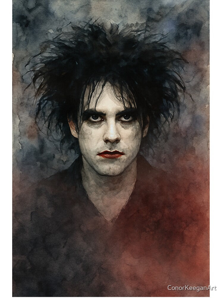 Robert Smith The Cure Watercolour Portrait 2 – Gothic Music Art Print by ConorKeeganArt