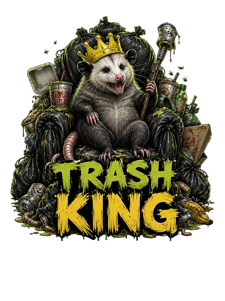 Trash King Opossum Funny Garbage Meme Possum Art by BartArtPhoto