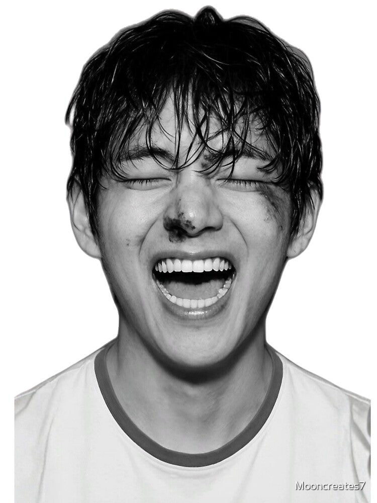 V Kim Taehyung Raw Smile Artistic Black and White by Mooncreates7