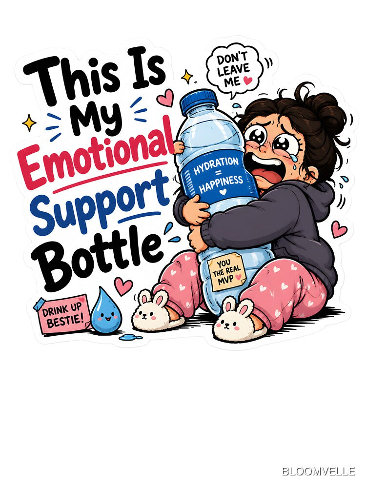 This Is My Emotional Support Bottle – Funny Water Bottle Sticker by BLOOMVELLE