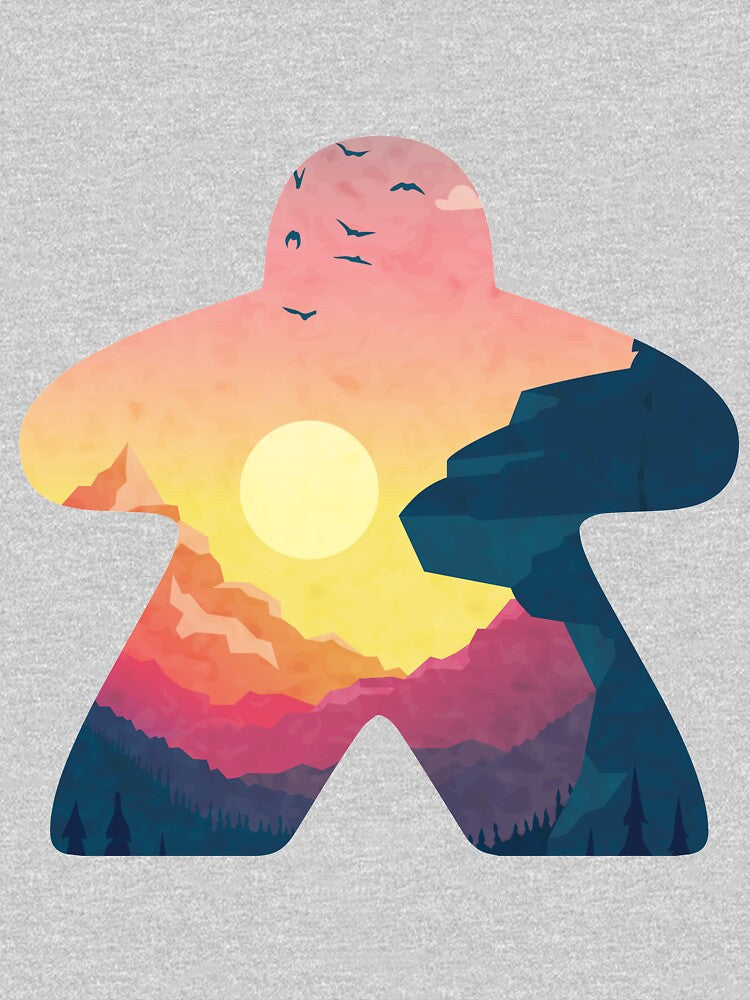 Mountain and Bird Adventure Meeple Board Game Scene by BeamGeeks