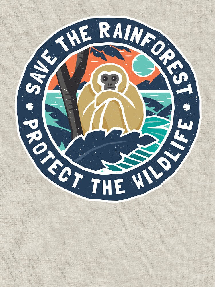 Gibbon Monkey in Wild - Save the Rainforest, Protect the Wildlife by Bangtees