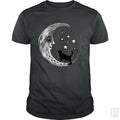 Moon and Stars with Black Cat