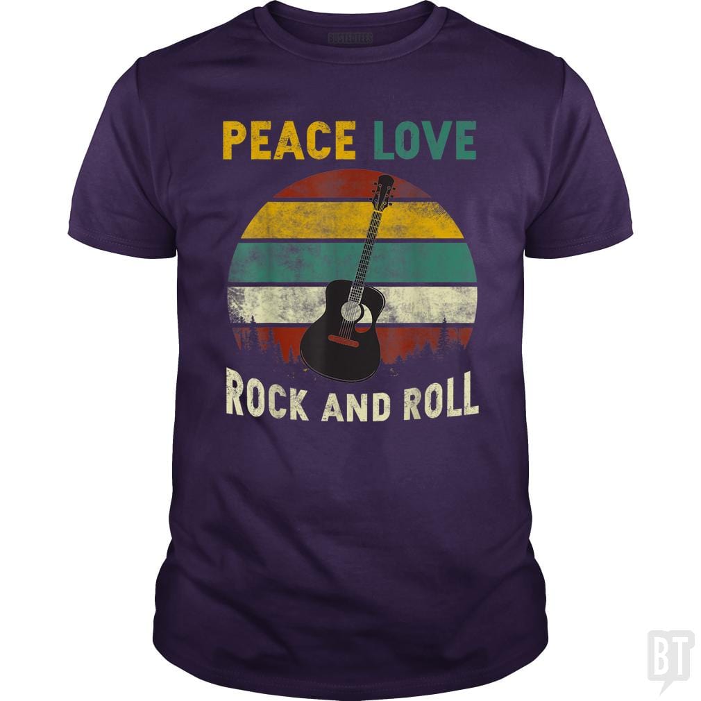 Peace Love Rock And Roll Guitar Retro Vintage
