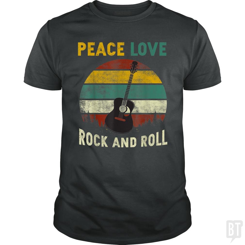 Peace Love Rock And Roll Guitar Retro Vintage
