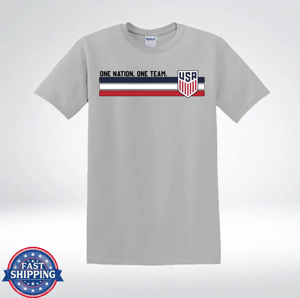 One Nation One Team USA Soccer Fan Patriotic T-Shirt