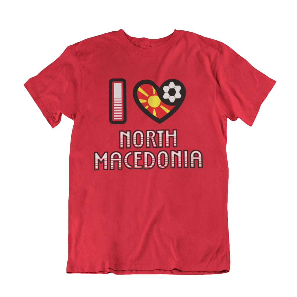 Adult or Kids I LOVE NORTH MACEDONIA Football TShirt World Cup 2026  Cotton