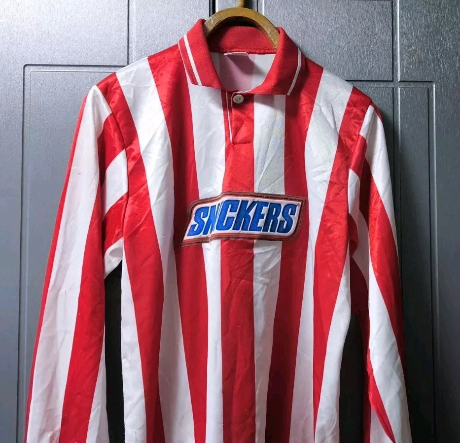 Vintage 1994 Snickers Soccer Jerseys Long Sleeve Rare Retro size L red/white