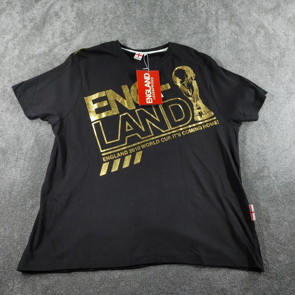 Easy Shirt Mens XL Black Gold World Cup England 2010 Football Cotton Supporter