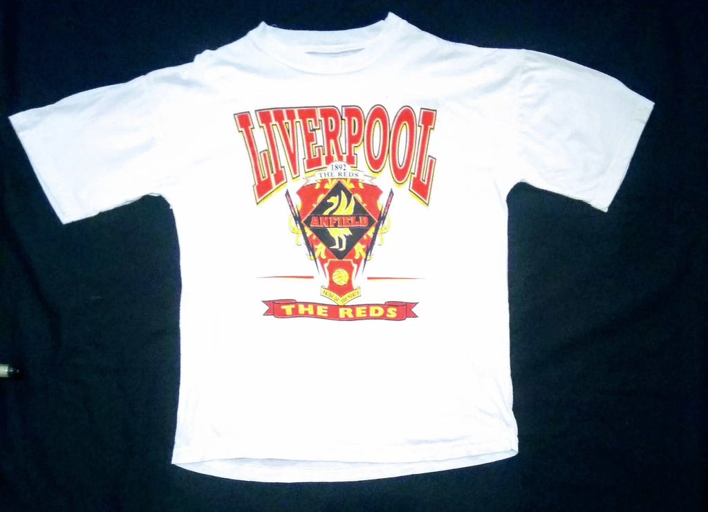 Vintage Liverpool FC T Shirt 90s Anfield The Reds White Rare Retro Football Tee