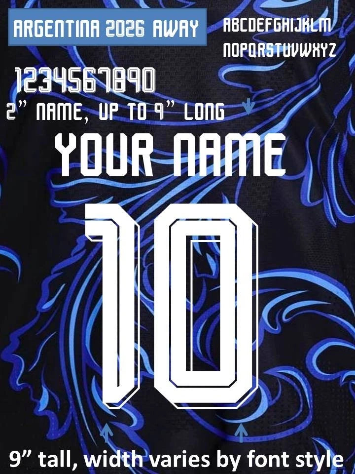 ARGENTINA 2026 AWAY CUP World IRON ON heat press transfer numbers soccer jersey
