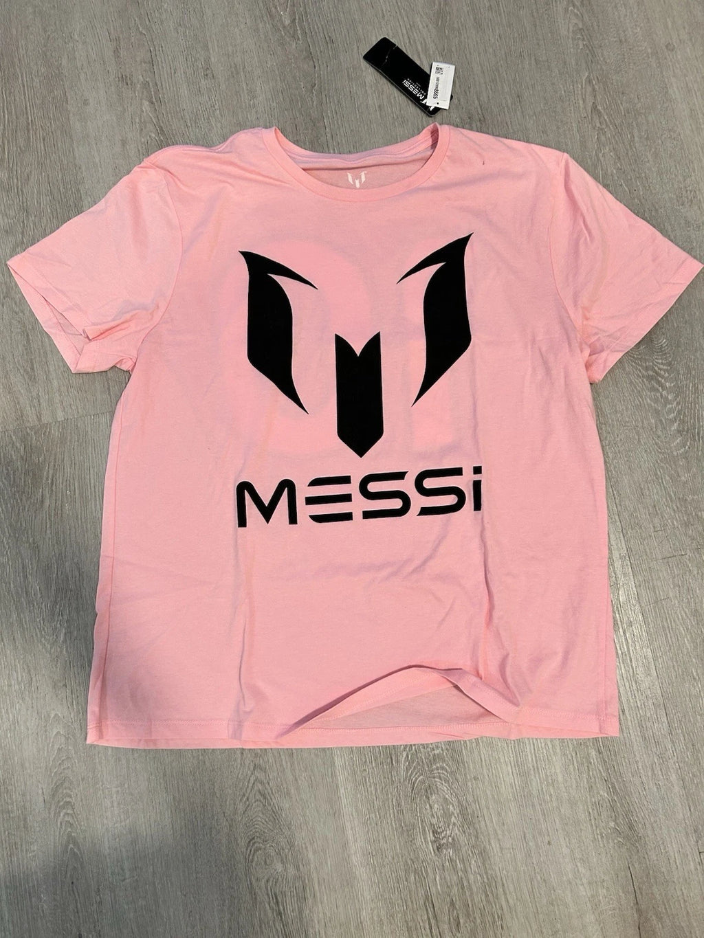 NWT Men’s Messi Collection Men’s Soccer T-Shirt Pink Black Logo Size XL MIAMI FC