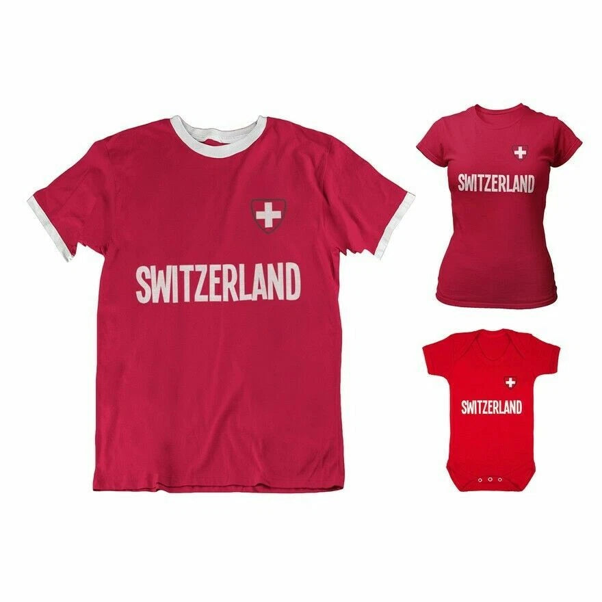 Adult or Kids SWITZERLAND Country Badge Football TShirt 2026 World Cup