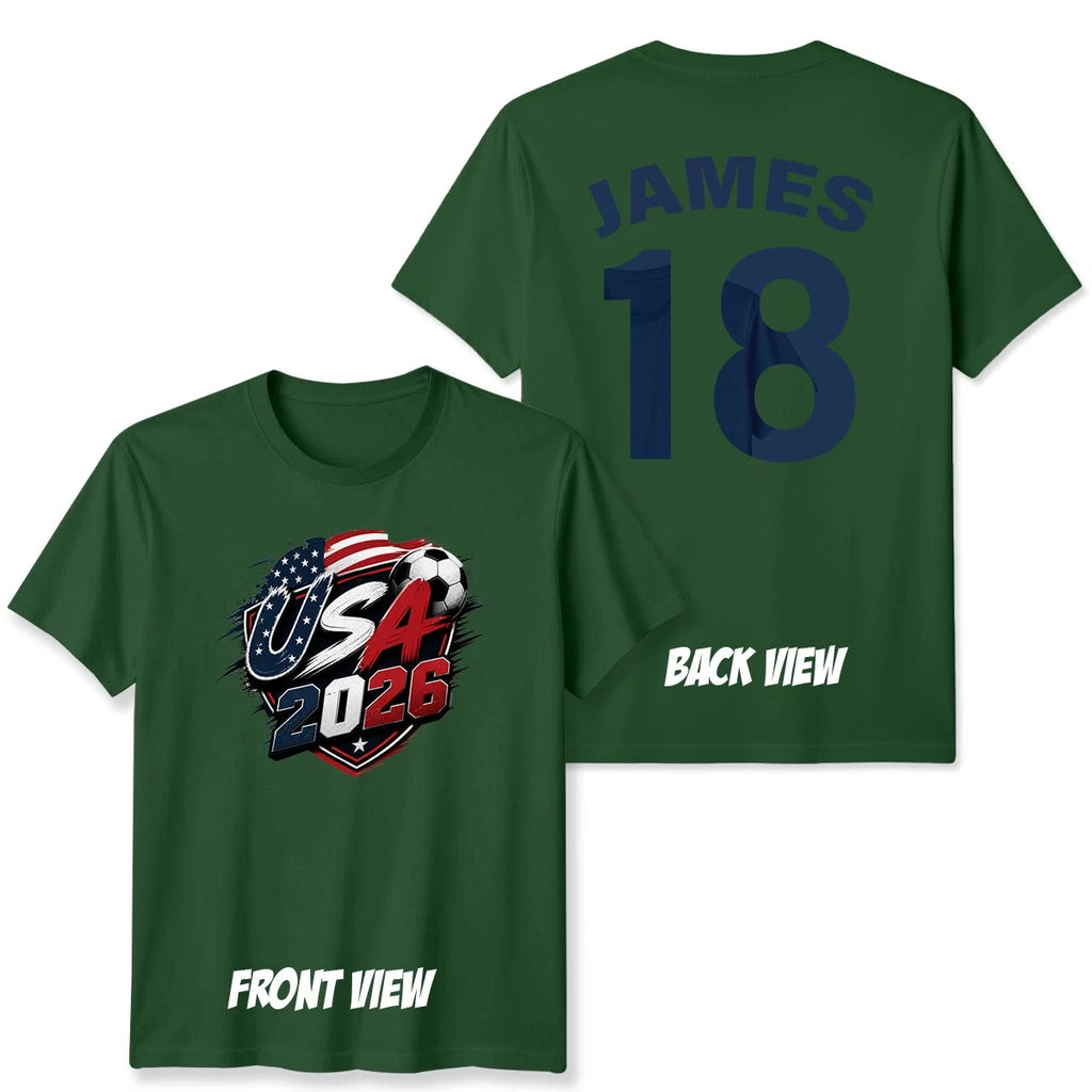 Personalized USA Unisex T Shirt Name and Number Soccer Fan Tee Mens Womens Top